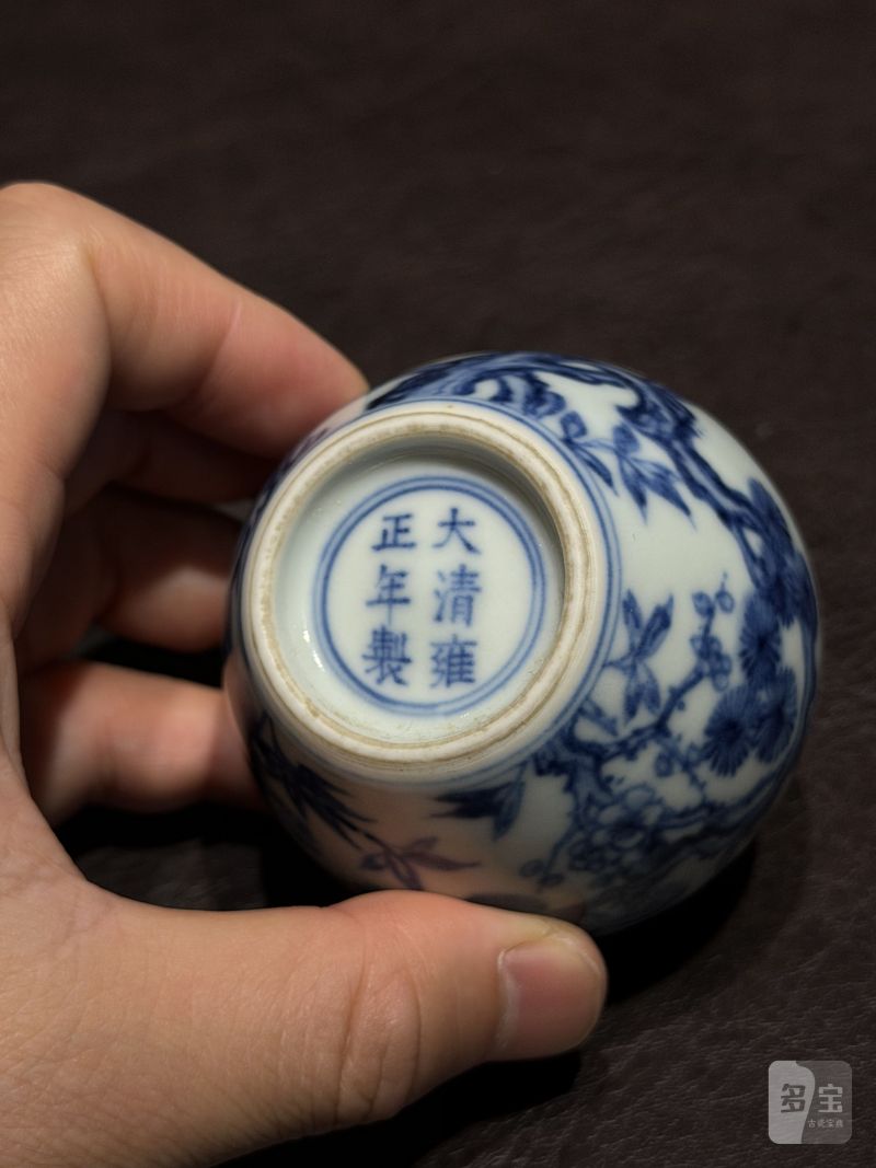 清雍正 青花岁寒三友图小太白罐 - 图18
